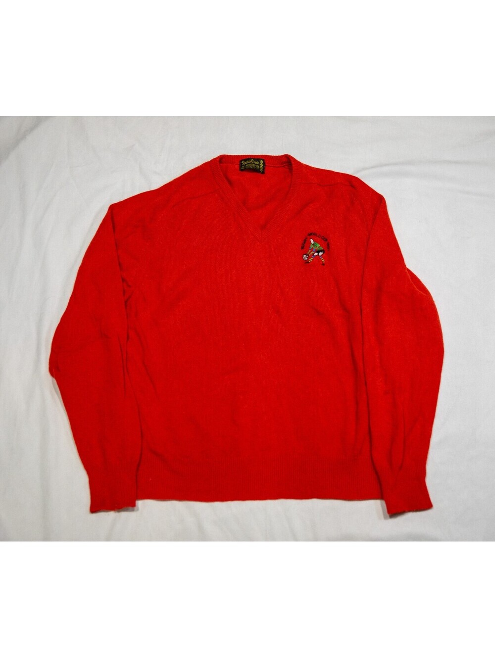 Rugby World Cup 100% Lambs Wool Red Vintage Knit Sweater - Men's L